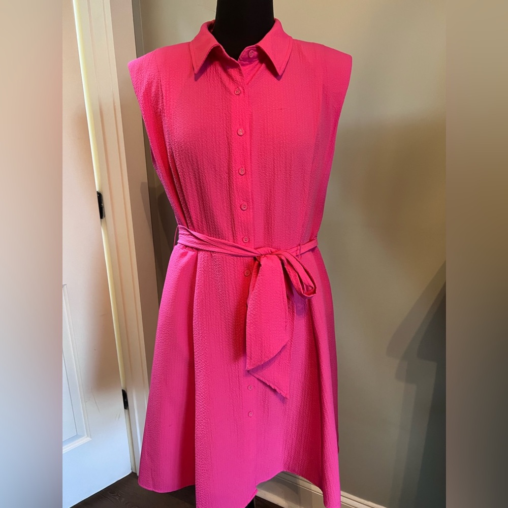 Calvin Klein hot pink fit + flare dress